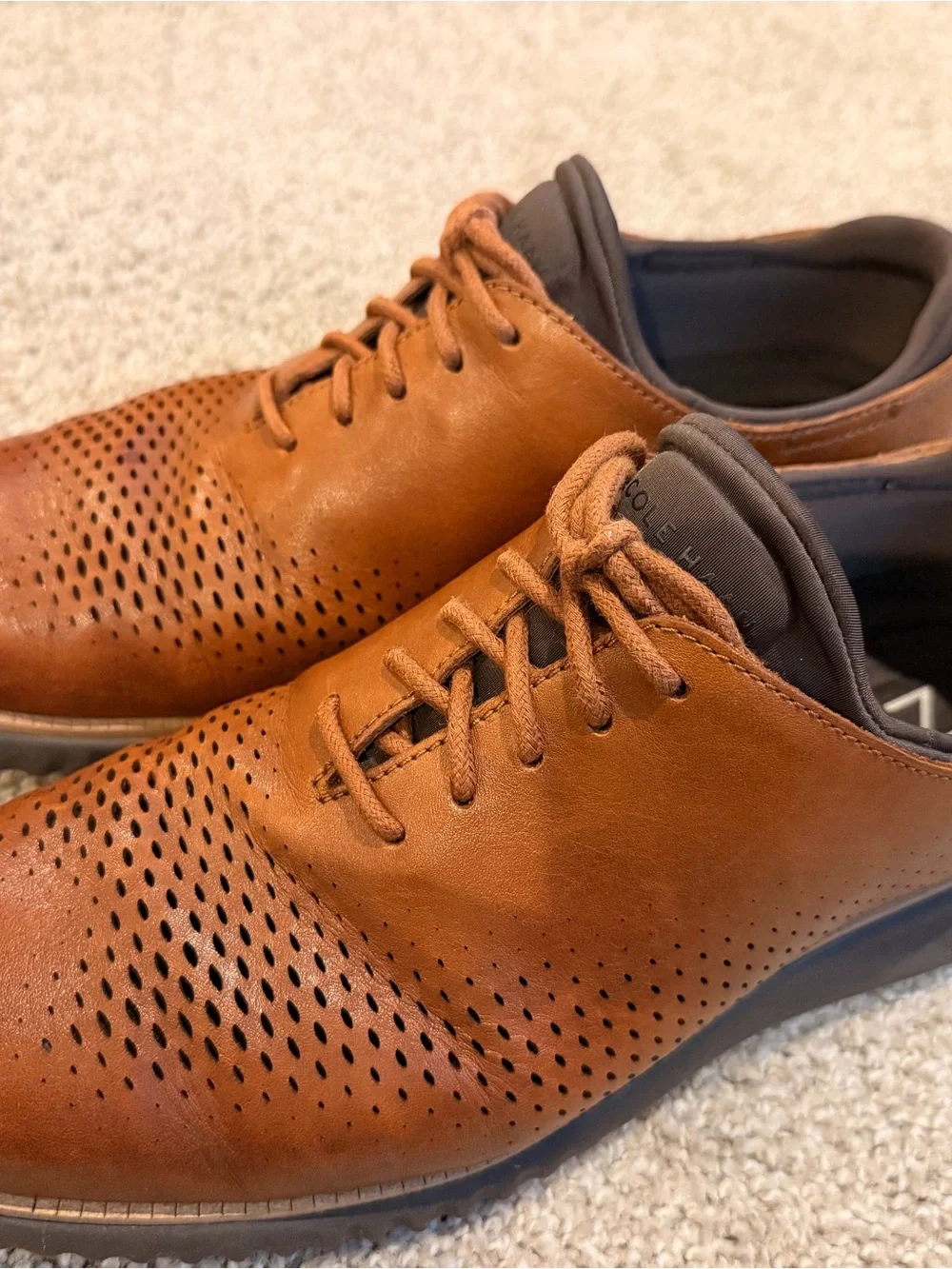 Cole Haan Men's Perforated Leather Derby - Tan Brown
